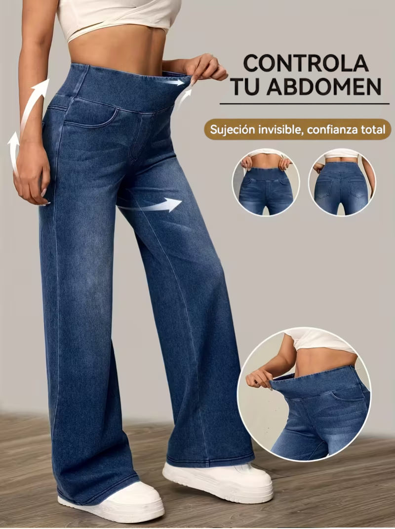 Pantalones anchos con control de abdomen.