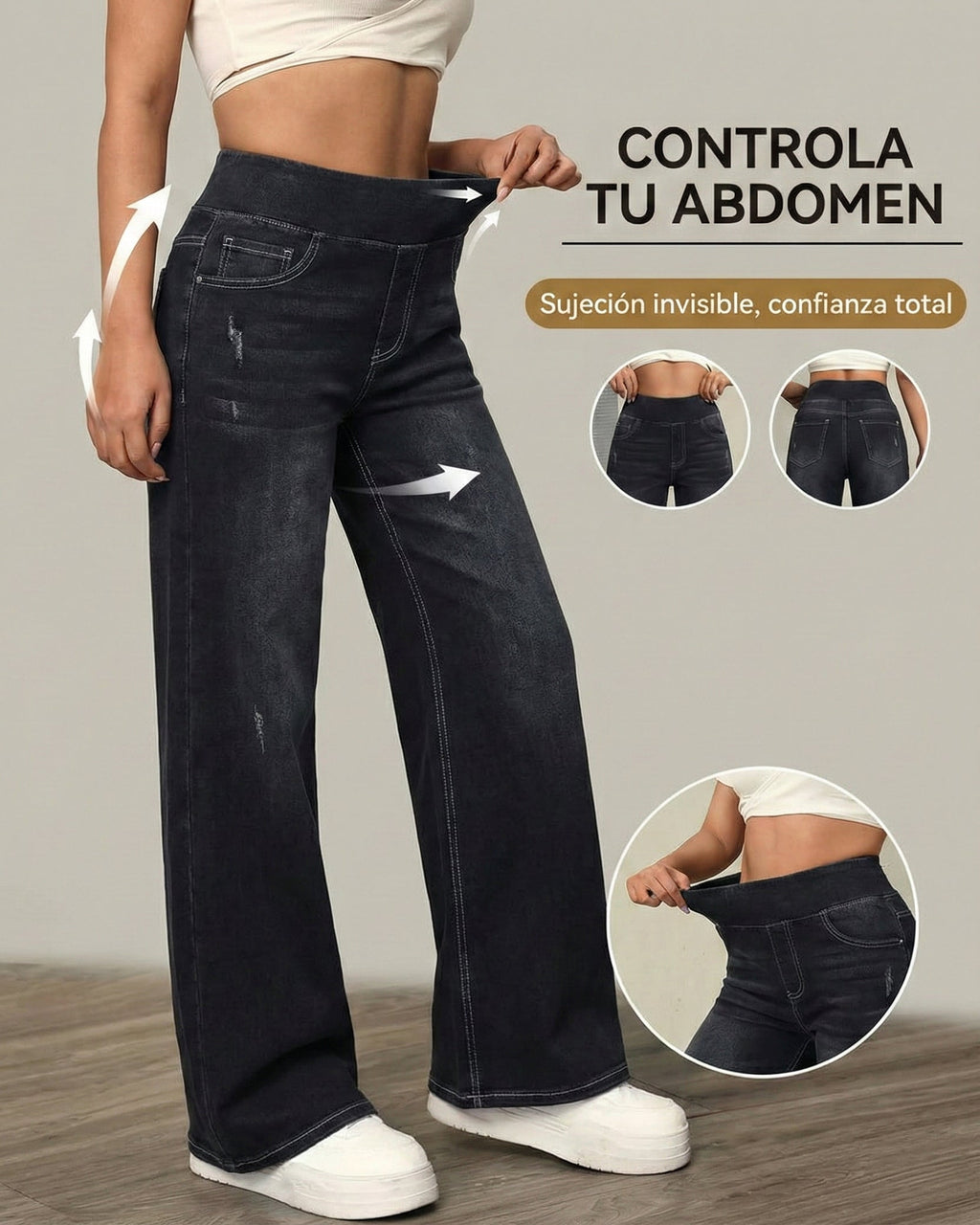 Pantalones anchos con control de abdomen.