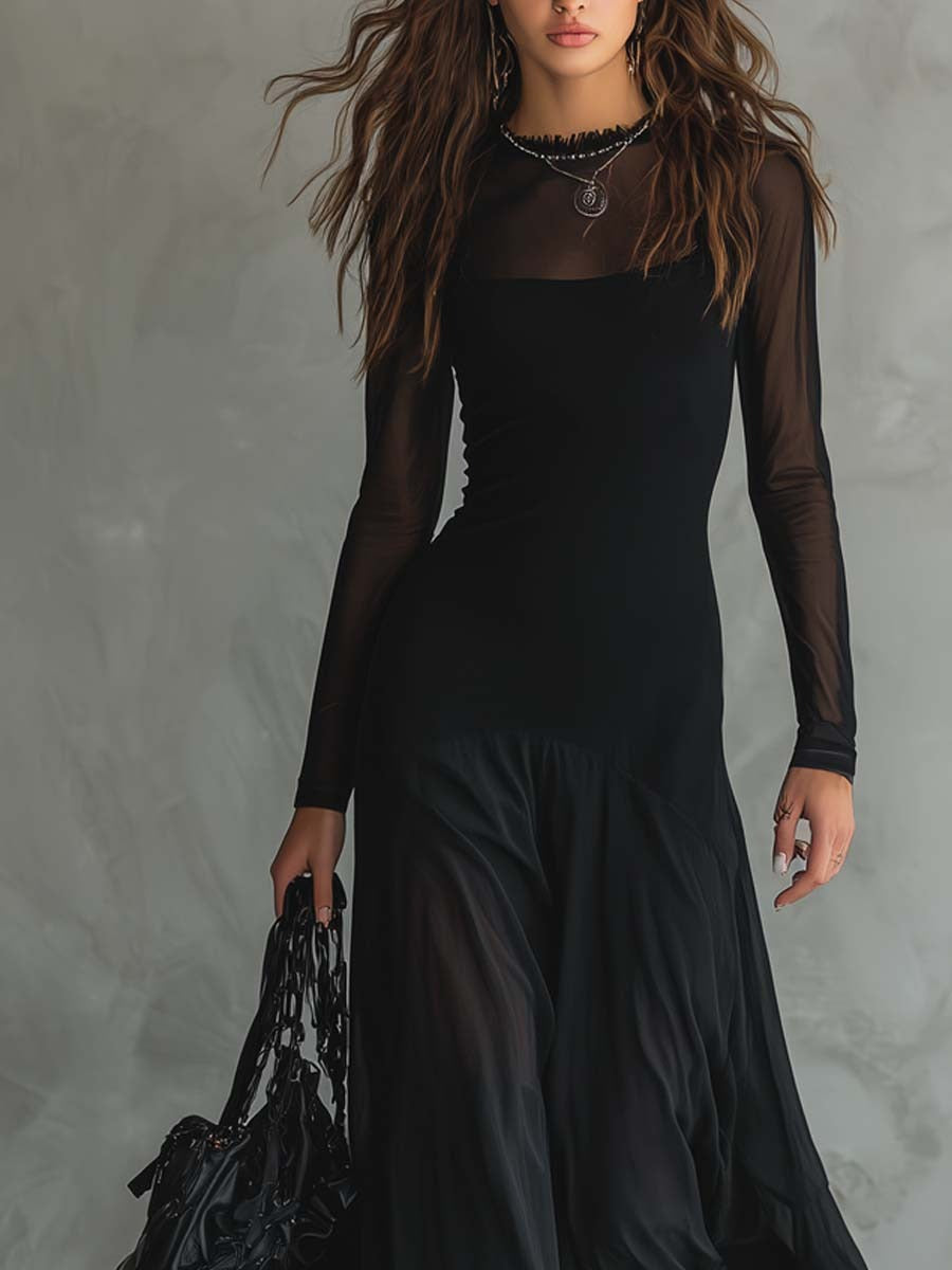 Lunaria™ | Vestido largo de tul negro