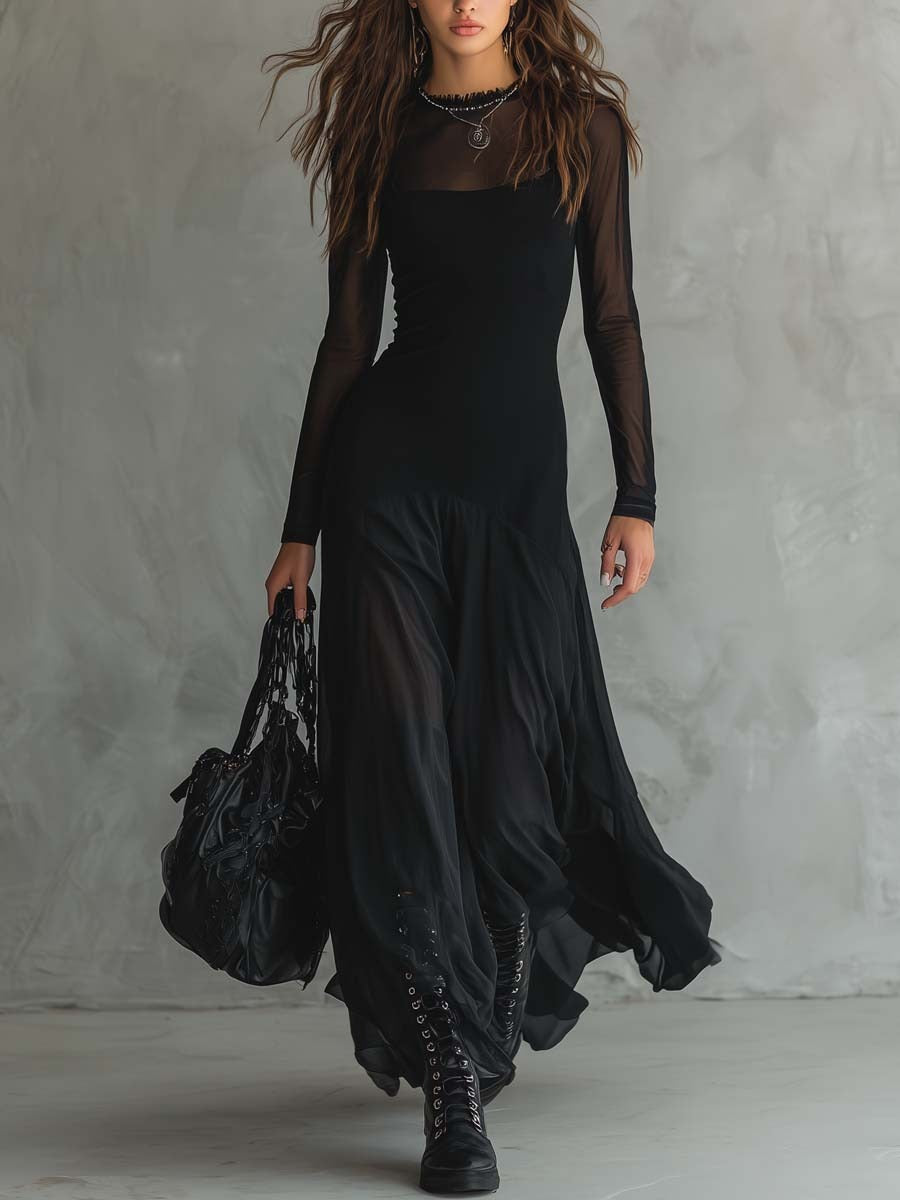 Lunaria™ | Vestido largo de tul negro