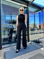 Pantalones de pata ancha con control de abdomen