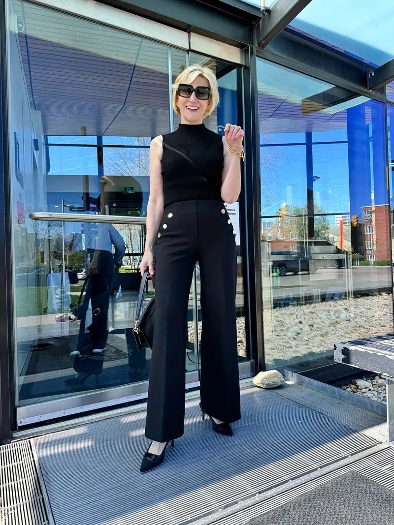 Pantalones de pata ancha con control de abdomen