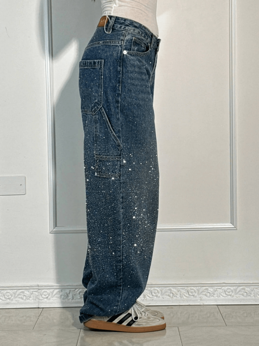 Noa™ | Jeans de Carpintero con Globo y Brillos