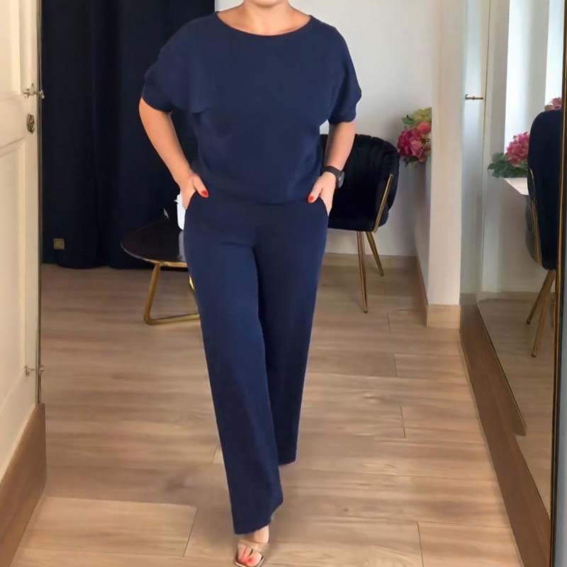Elegante conjunto de 3 piezas: chaleco largo, blusa y pantalón