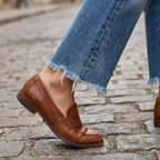 Vaqueros rectos cortos retro para mujer